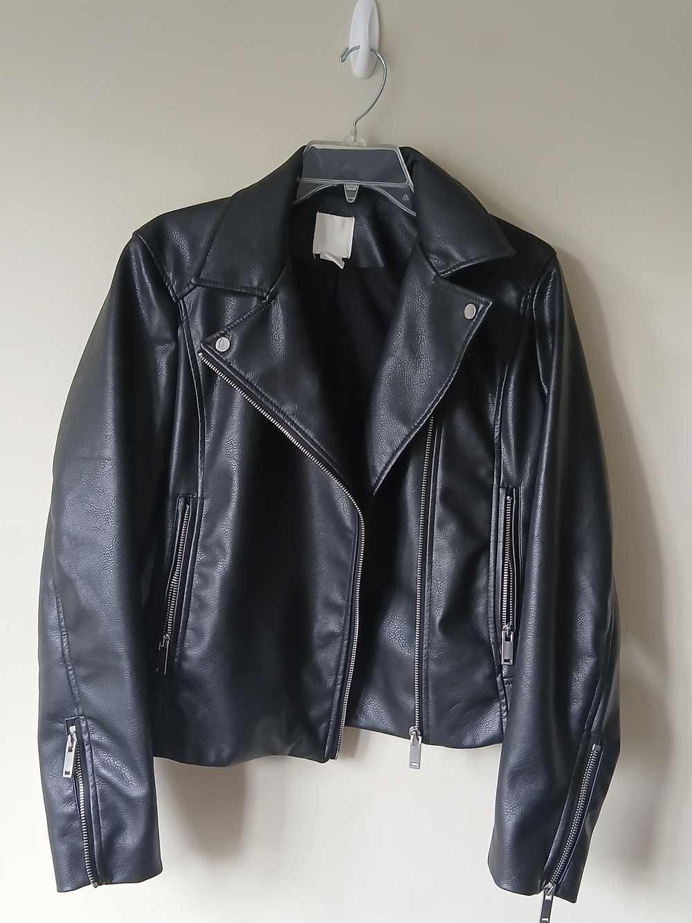 H&M Black Faux Leather Biker Jacket